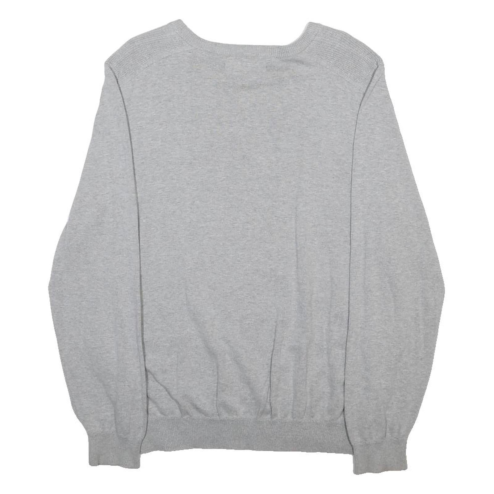 BEN SHERMAN Mens Grey Plain Cotton Jumper Crew Neck Basic Knit L Casual Knitwear