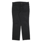 WRANGLER Mens Black Regular Straight Denim Dark W36 L32 Cotton Zip Jeans