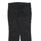 WRANGLER Mens Black Regular Straight Denim Dark W36 L32 Cotton Zip Jeans