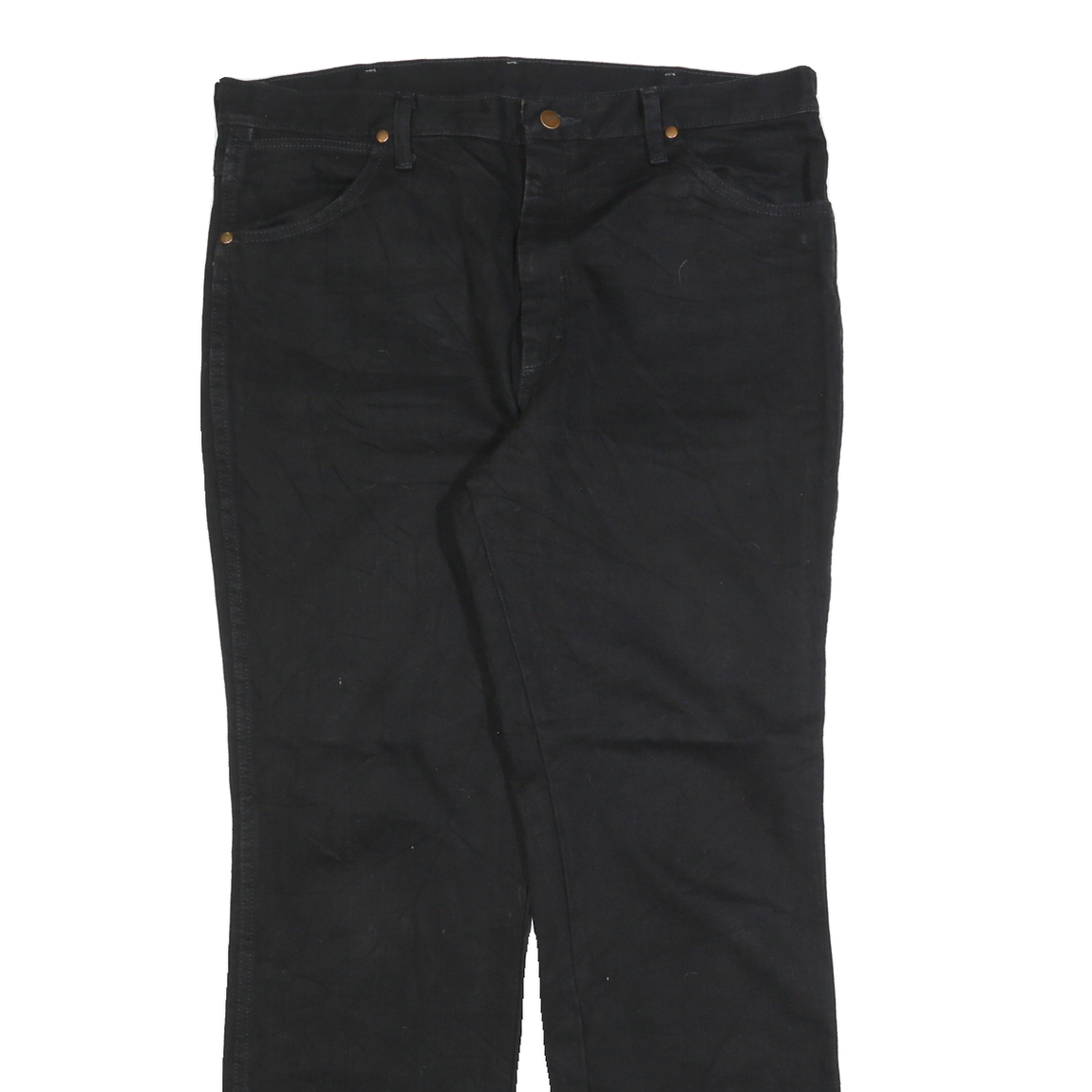 WRANGLER Mens Black Regular Straight Denim Dark W36 L32 Cotton Zip Jeans