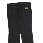 WRANGLER Mens Black Regular Straight Denim Dark W36 L32 Cotton Zip Jeans