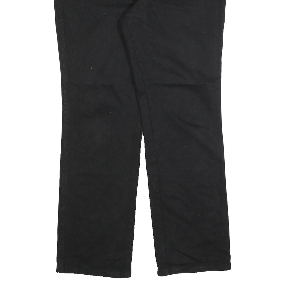 WRANGLER Mens Black Regular Straight Denim Dark W36 L32 Cotton Zip Jeans