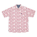 TOMMY JEANS Mens Red & White Floral Cotton Shirt L Summer Casual Short Sleeve