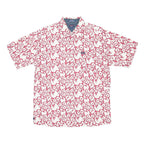 TOMMY JEANS Mens Red & White Floral Cotton Shirt L Summer Casual Short Sleeve