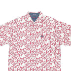 TOMMY JEANS Mens Red & White Floral Cotton Shirt L Summer Casual Short Sleeve