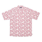 TOMMY JEANS Mens Red & White Floral Cotton Shirt L Summer Casual Short Sleeve