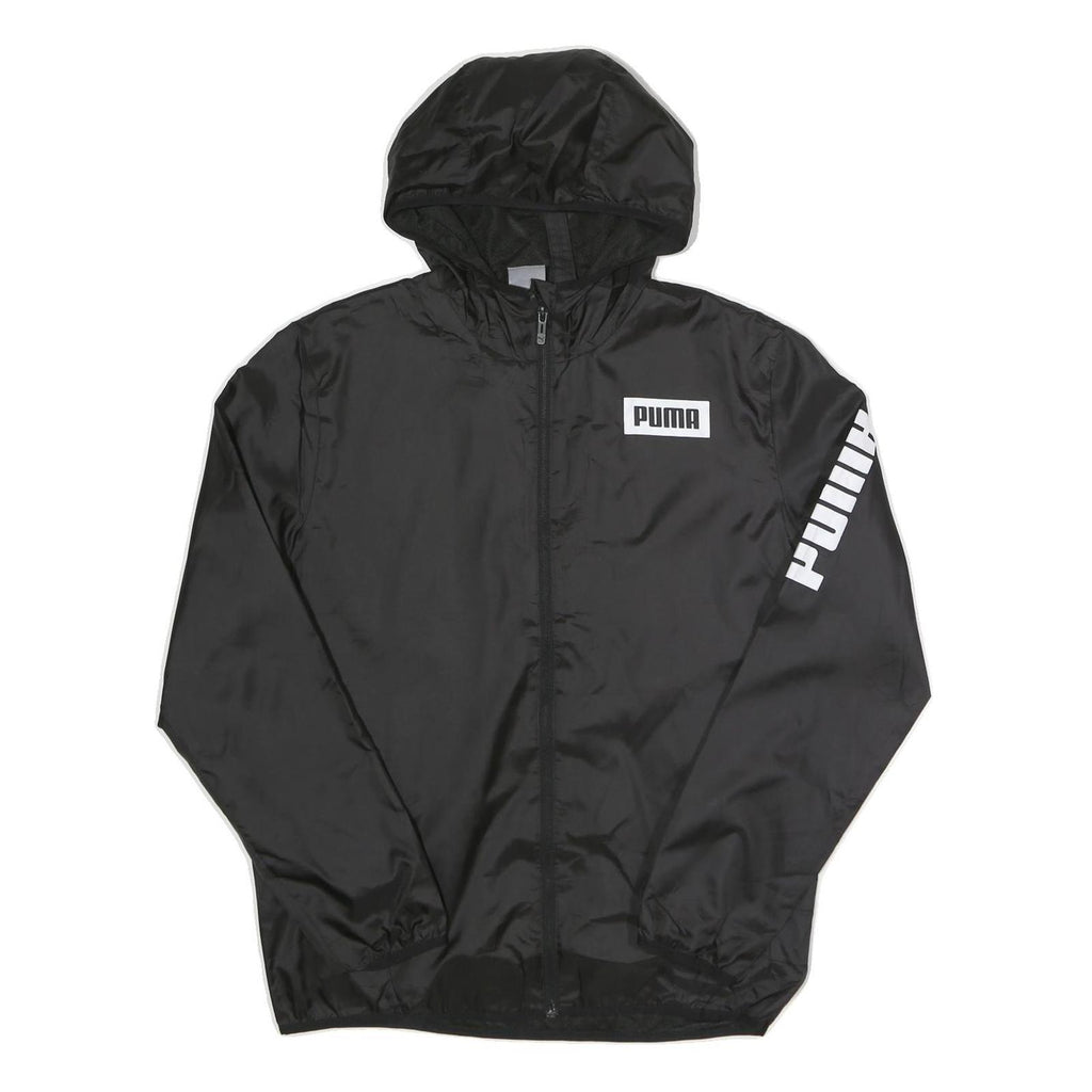 PUMA Mens Black Hoodie Zip Jacket S Polyester Plain Sports Casual Lightweight