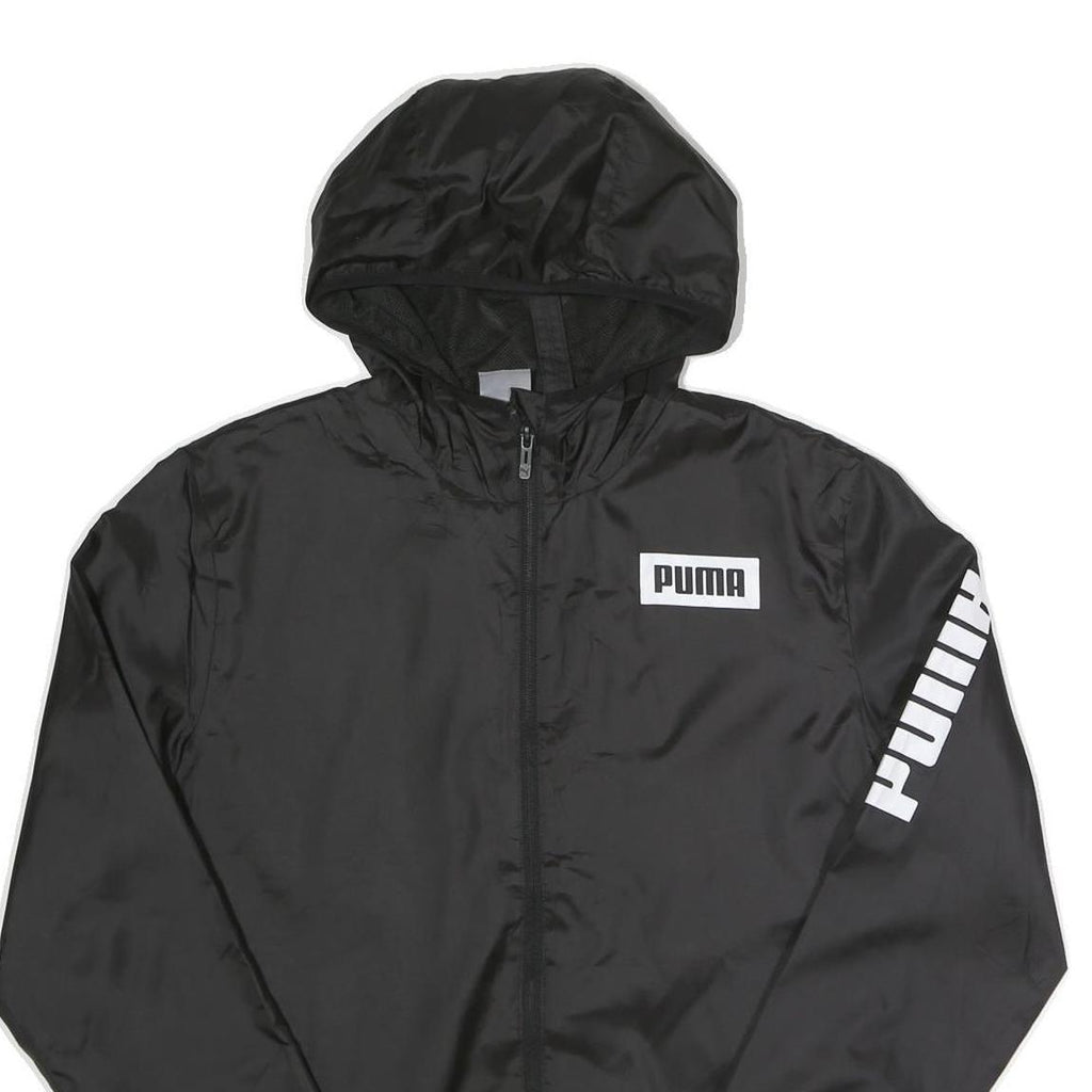 PUMA Mens Black Hoodie Zip Jacket S Polyester Plain Sports Casual Lightweight