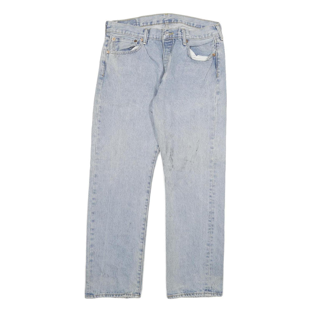 LEVI'S 501 Mens Blue Regular Straight Denim Stone Wash W34 L30 Cotton Blend