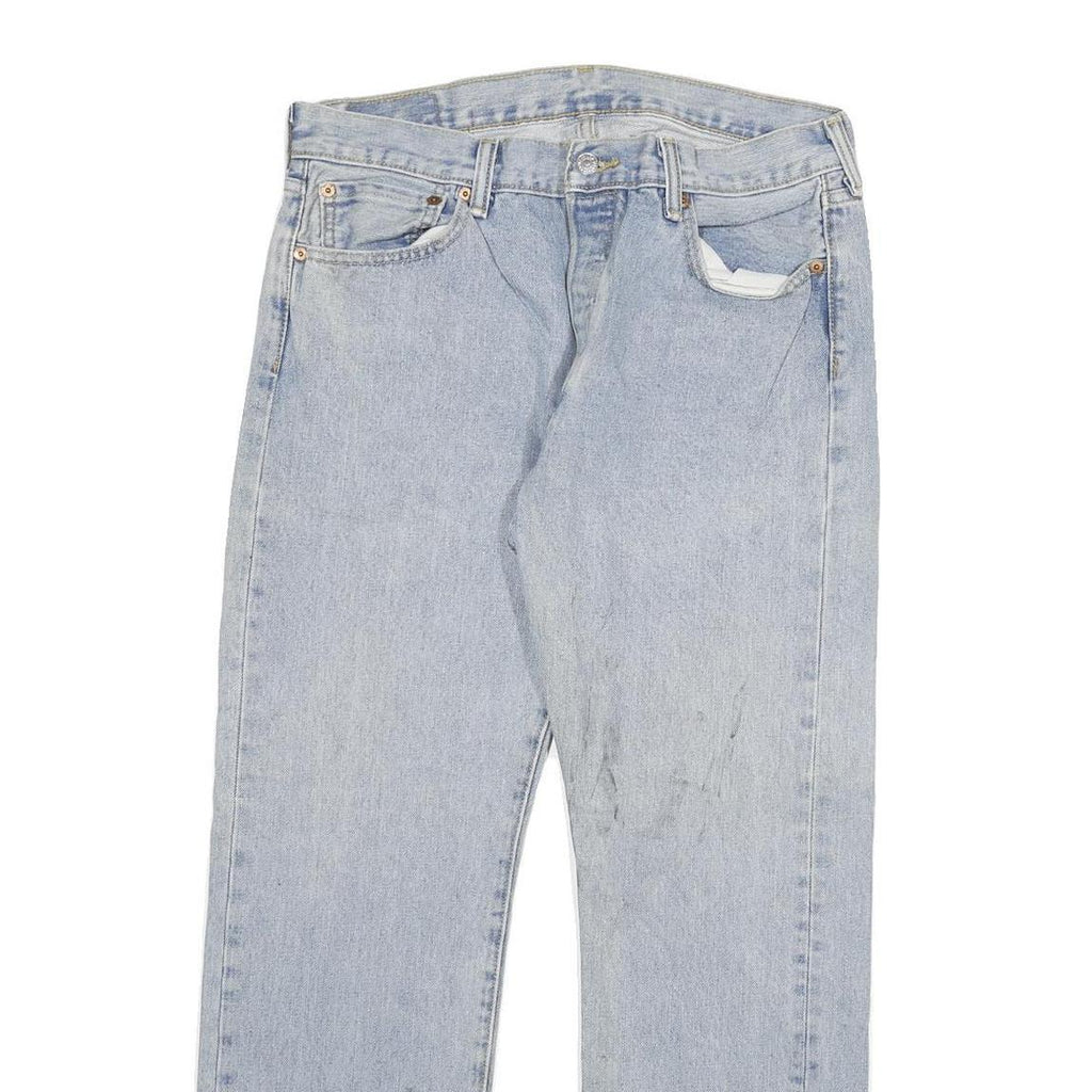 LEVI'S 501 Mens Blue Regular Straight Denim Stone Wash W34 L30 Cotton Blend