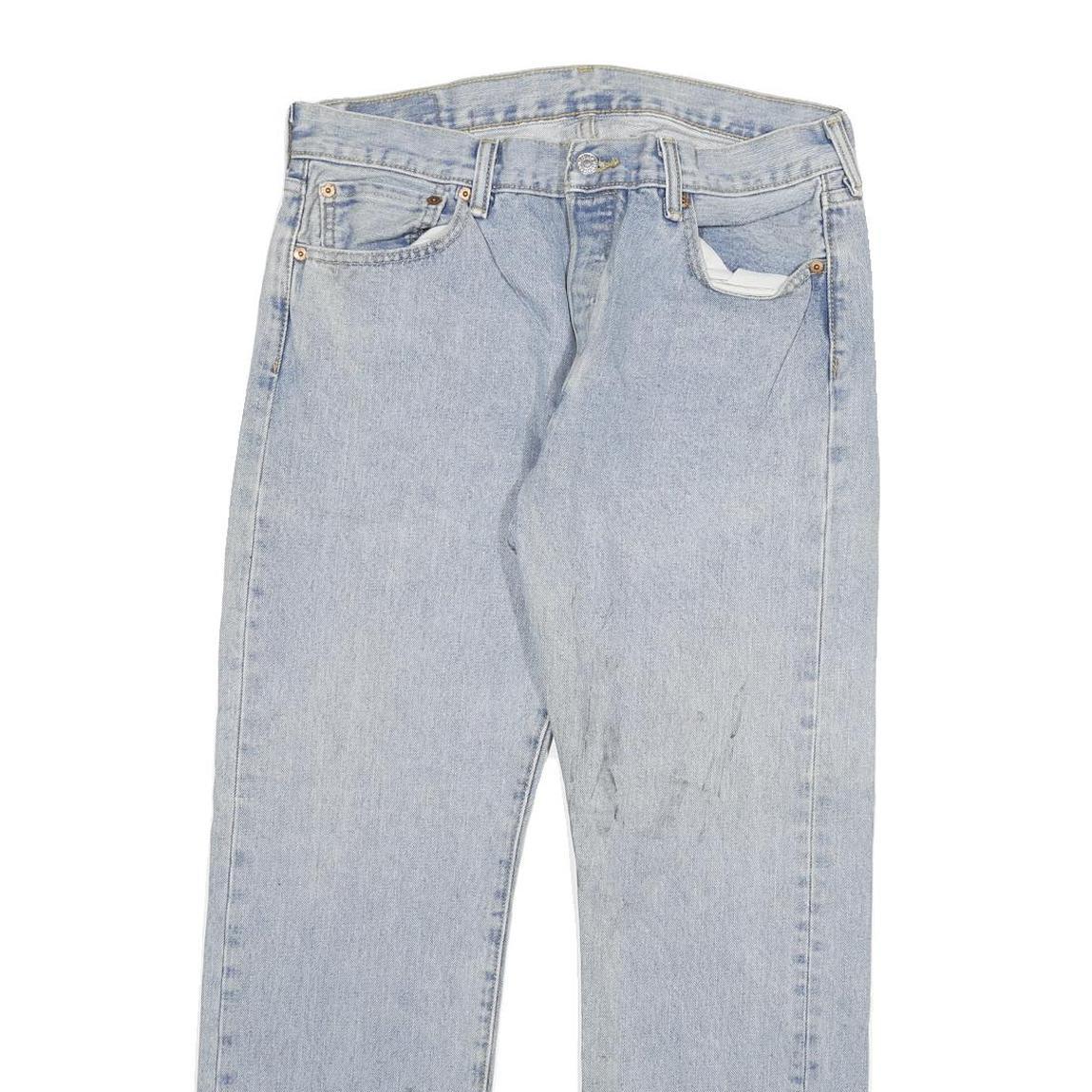 LEVI'S 501 Mens Blue Regular Straight Denim Stone Wash W34 L30 Cotton Blend