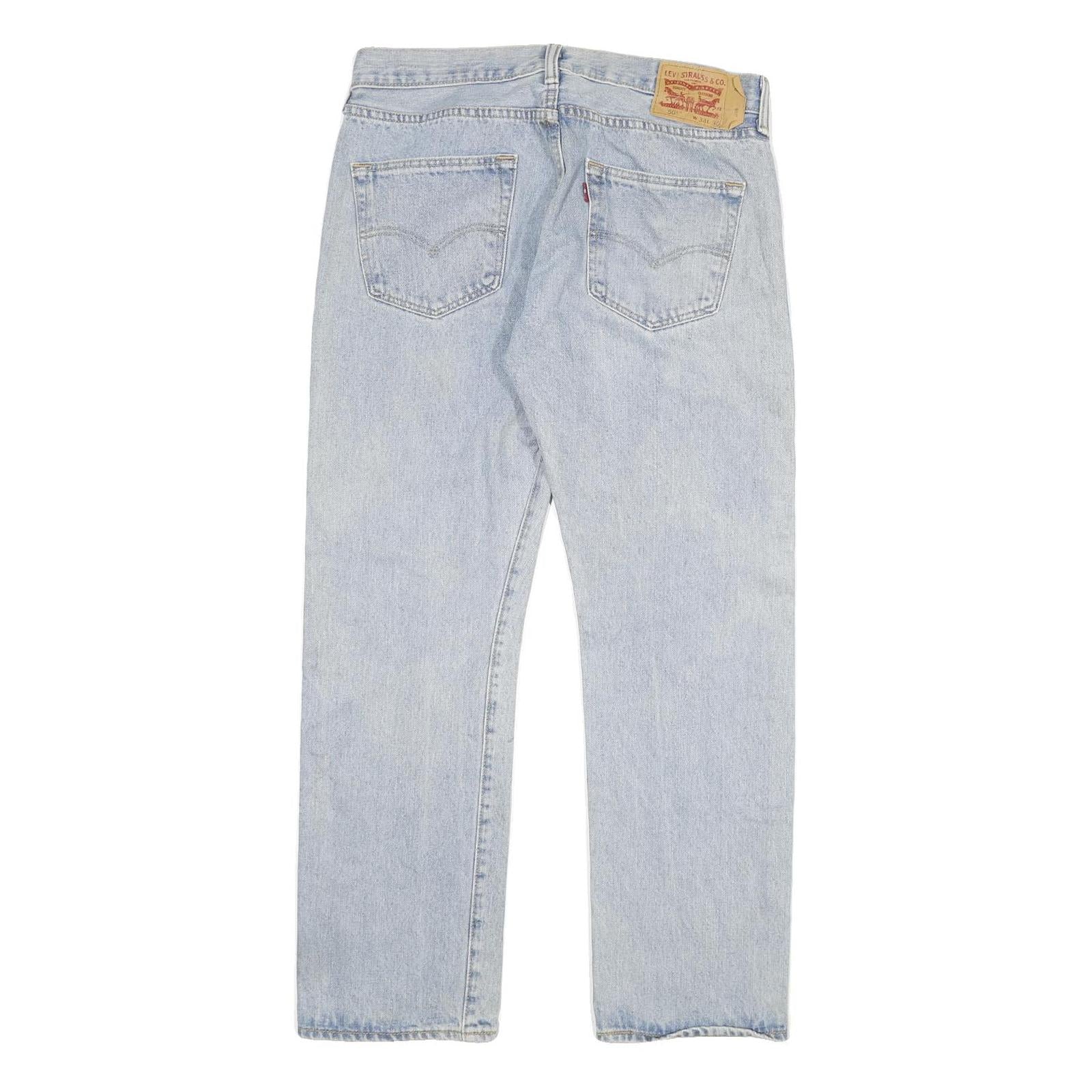LEVI'S 501 Mens Blue Regular Straight Denim Stone Wash W34 L30 Cotton Blend