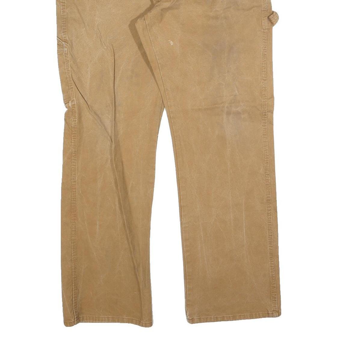 DICKIES Mens Cotton Blend Beige Regular Straight Trousers W36 L32 Workwear