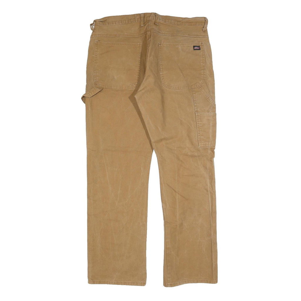 DICKIES Mens Cotton Blend Beige Regular Straight Trousers W36 L32 Workwear