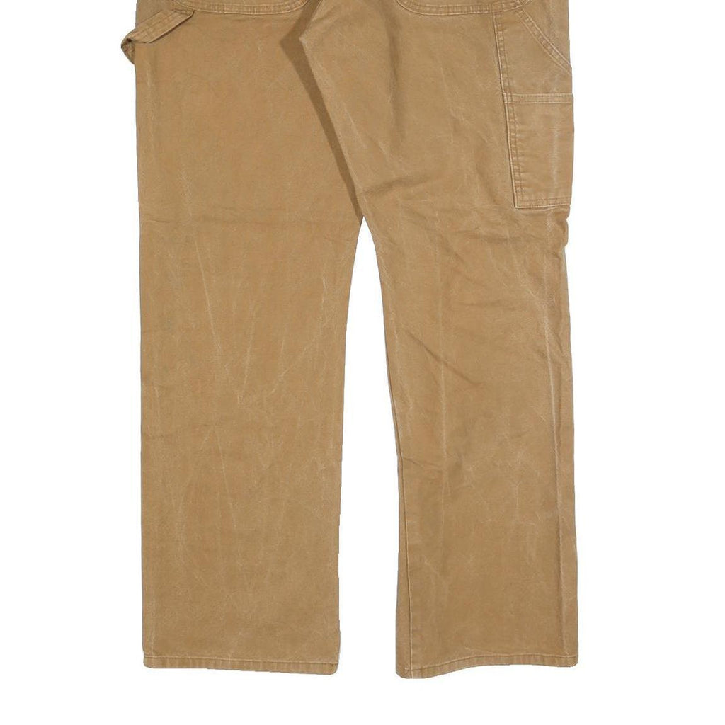 DICKIES Mens Cotton Blend Beige Regular Straight Trousers W36 L32 Workwear