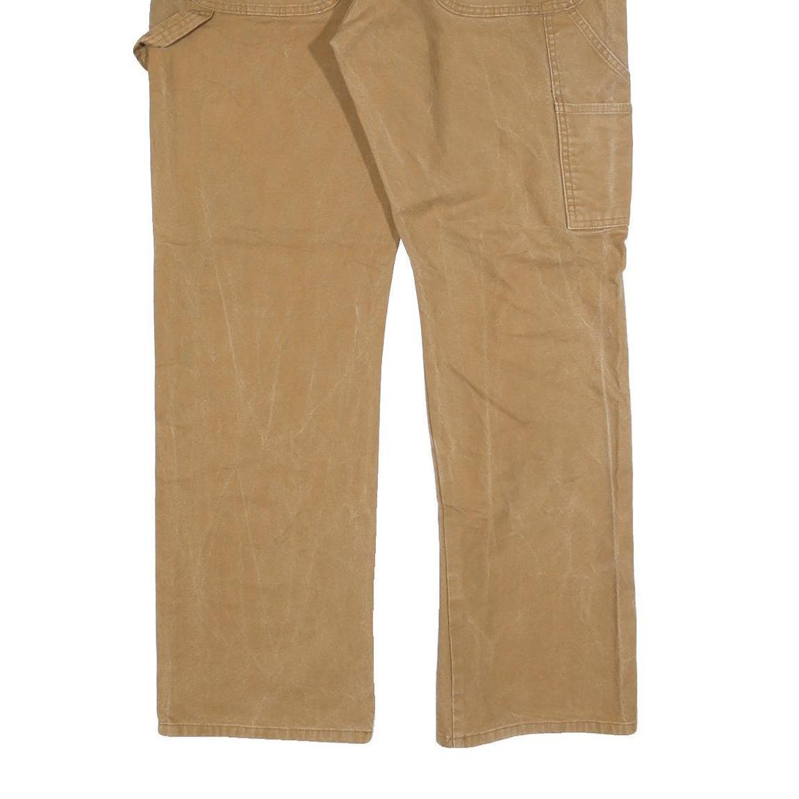DICKIES Mens Cotton Blend Beige Regular Straight Trousers W36 L32 Workwear