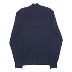 TOMMY HILFIGER Mens Blue Plain Full Zip Crew Neck Basic Knit M Cotton Jumper