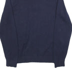 TOMMY HILFIGER Mens Blue Plain Full Zip Crew Neck Basic Knit M Cotton Jumper