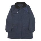 DKNY Womens Navy Blue Flight Jacket M Polyester Blend Zip Zip Pockets Warm Coat