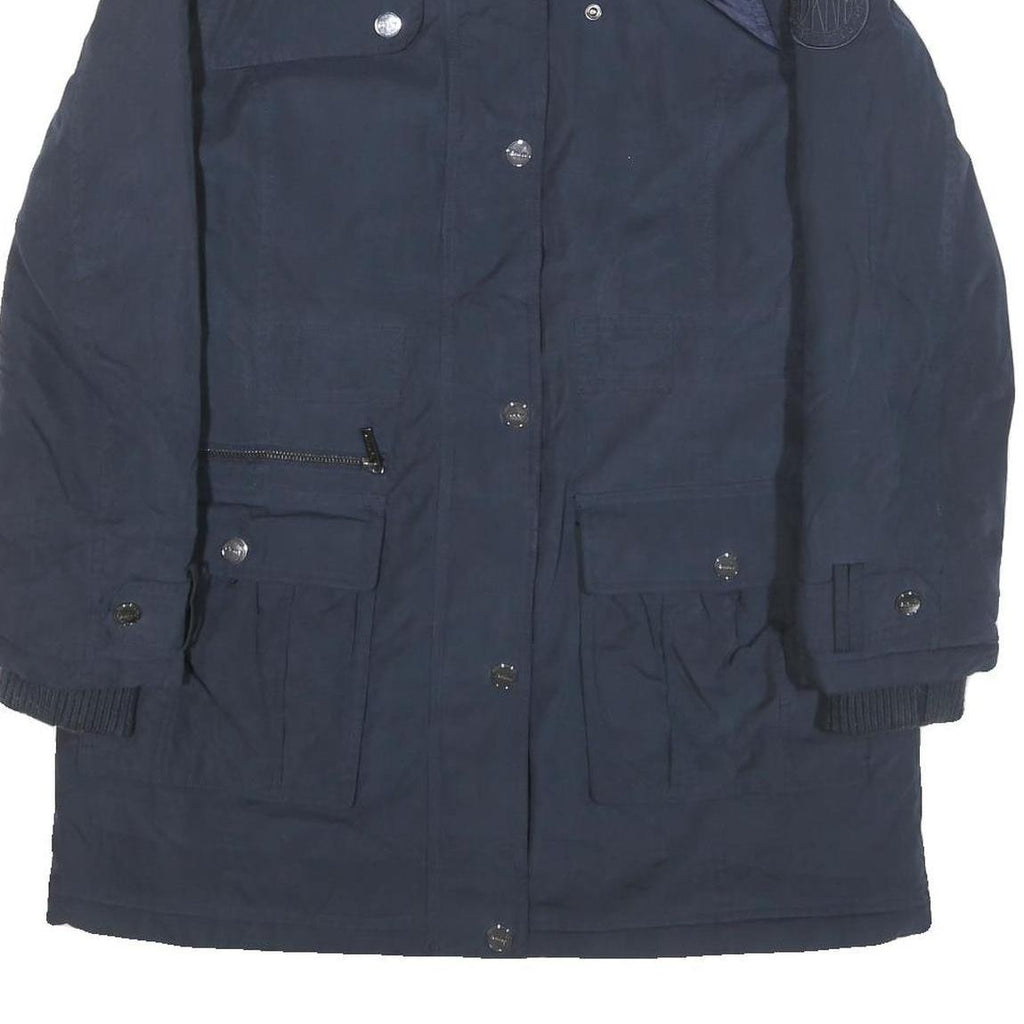 DKNY Womens Navy Blue Flight Jacket M Polyester Blend Zip Zip Pockets Warm Coat