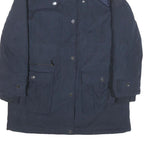 DKNY Womens Navy Blue Flight Jacket M Polyester Blend Zip Zip Pockets Warm Coat