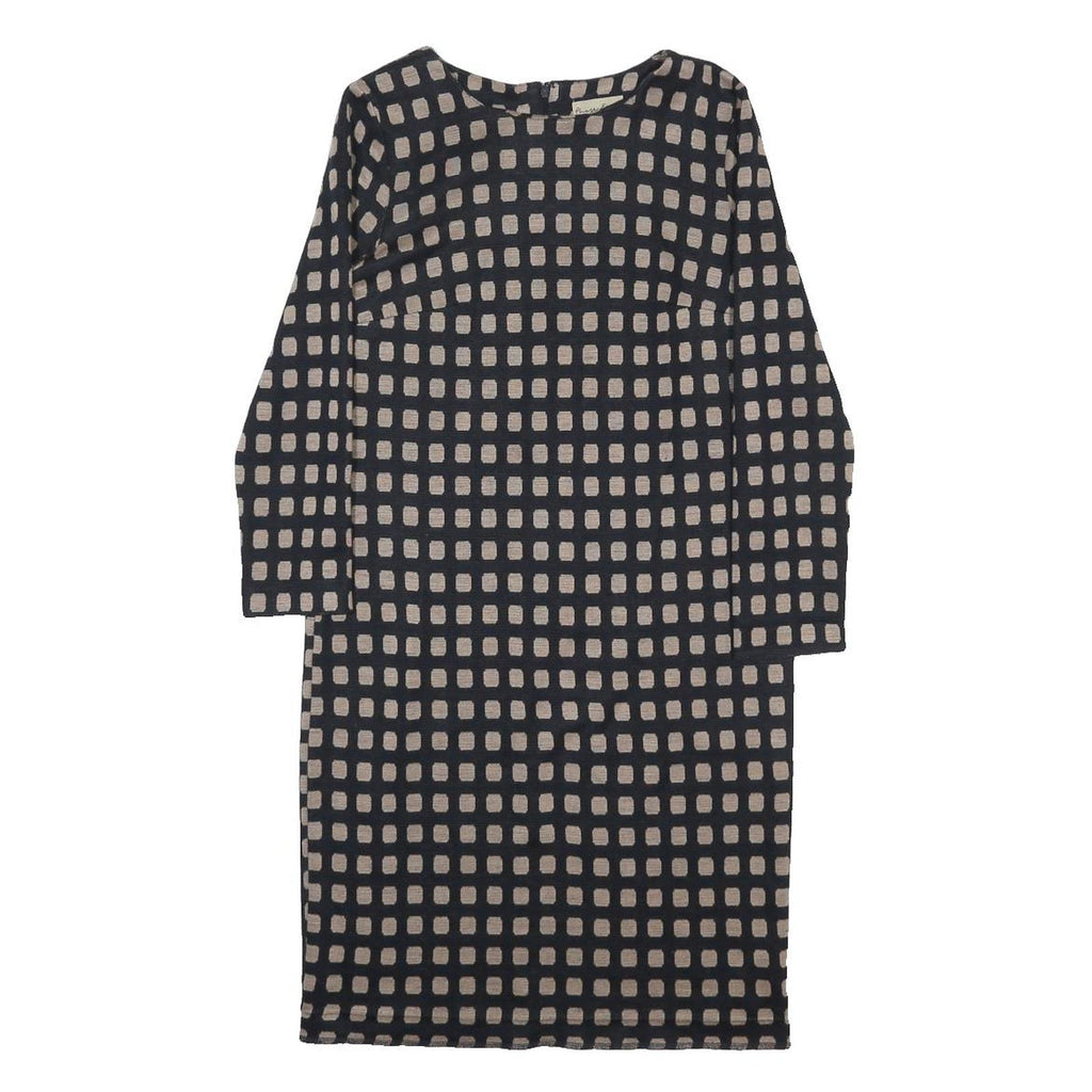 PHASE EIGHT Womens Black & Beige Patterned Day Dress Acrylic Blend Long Sleeve