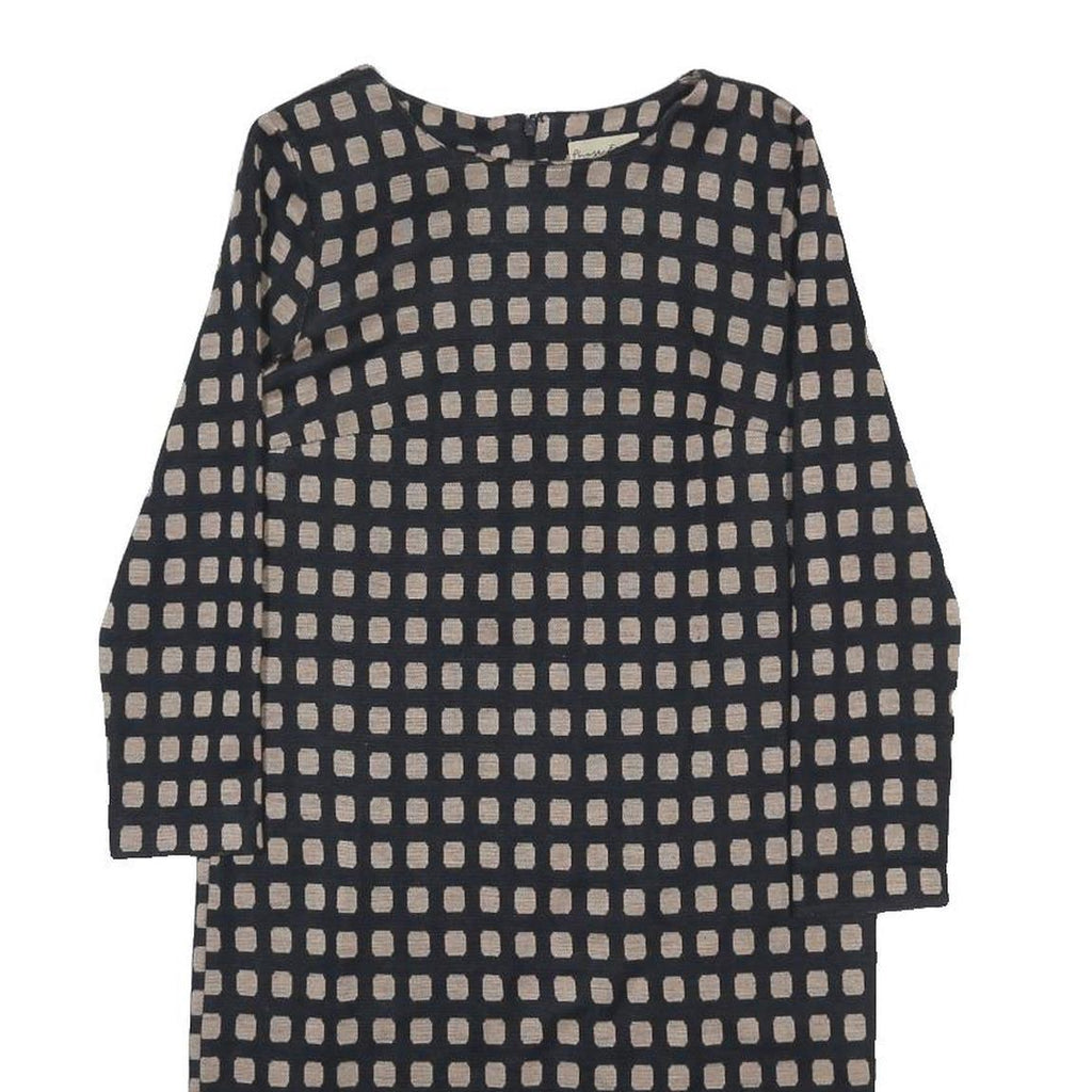 PHASE EIGHT Womens Black & Beige Patterned Day Dress Acrylic Blend Long Sleeve