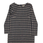 PHASE EIGHT Womens Black & Beige Patterned Day Dress Acrylic Blend Long Sleeve