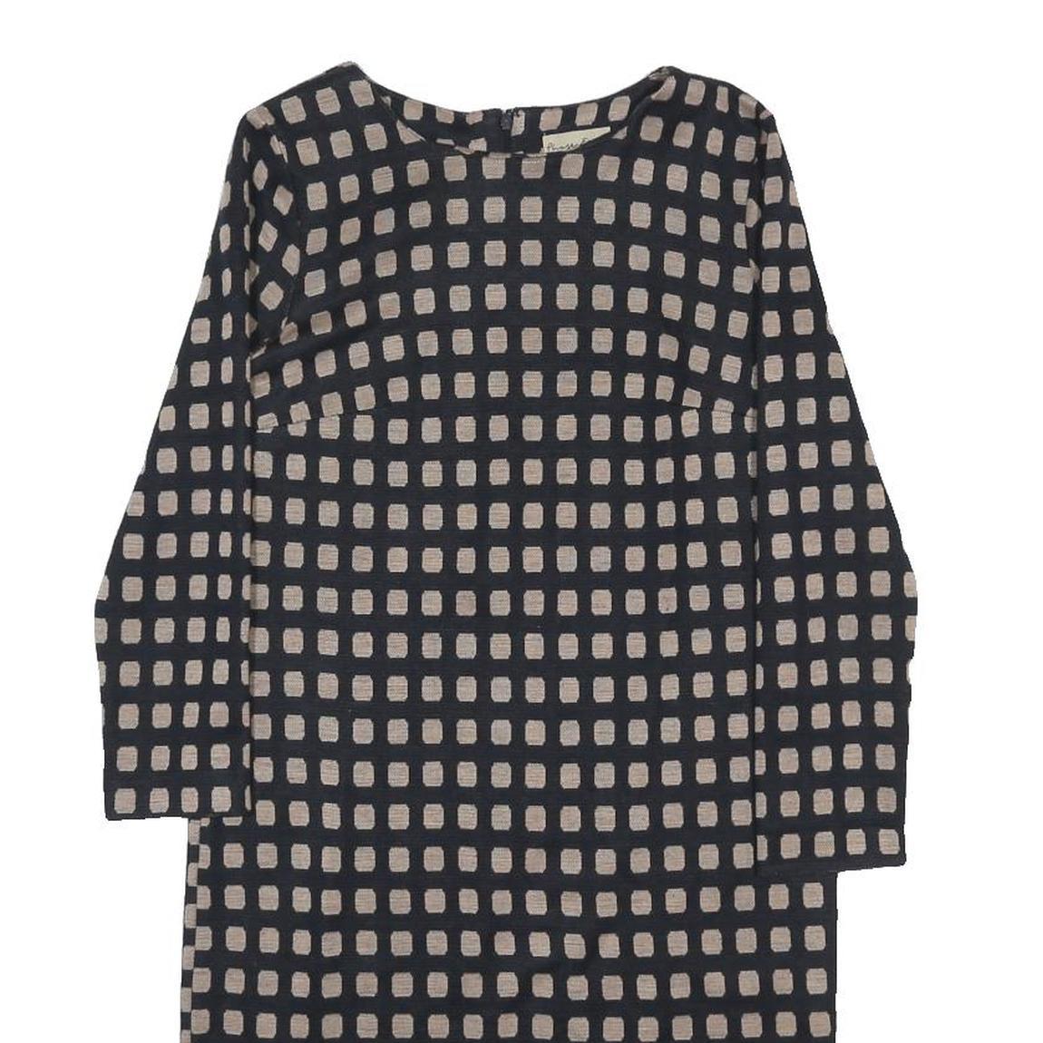 PHASE EIGHT Womens Black & Beige Patterned Day Dress Acrylic Blend Long Sleeve
