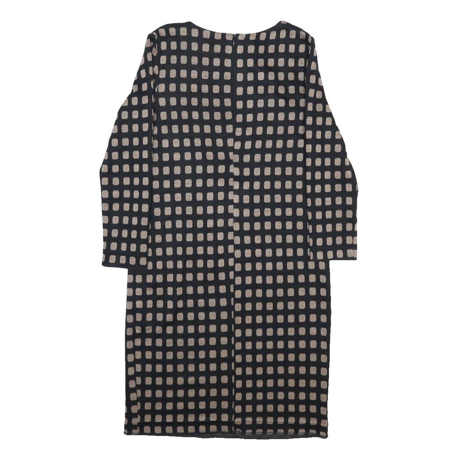 PHASE EIGHT Womens Black & Beige Patterned Day Dress Acrylic Blend Long Sleeve