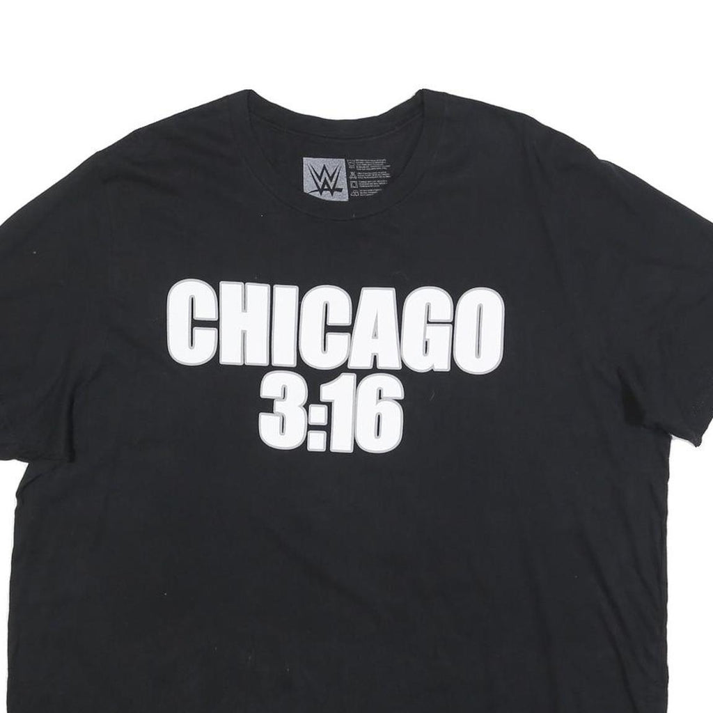 WWE Mens Black Chicago 3:16 Graphic T-Shirt 2XL Short Sleeve Crew Neck Skull