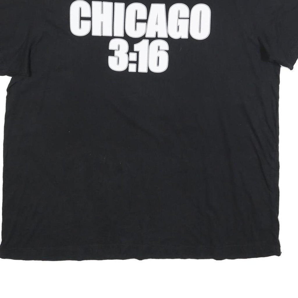 WWE Mens Black Chicago 3:16 Graphic T-Shirt 2XL Short Sleeve Crew Neck Skull