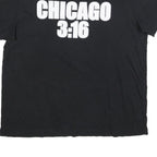 WWE Mens Black Chicago 3:16 Graphic T-Shirt 2XL Short Sleeve Crew Neck Skull