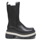 CHARLES & KEITH Womens Chunky Platform Chelsea Boots Black Leather UK 4 Stylish