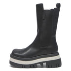 CHARLES & KEITH Womens Chunky Platform Chelsea Boots Black Leather UK 4 Stylish