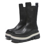 CHARLES & KEITH Womens Chunky Platform Chelsea Boots Black Leather UK 4 Stylish
