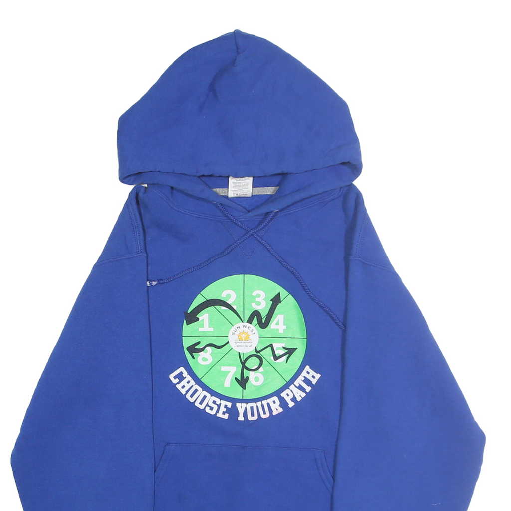 RUSSELL ATHLETIC Mens Blue Choose Your Path Graphic Pullover Hoodie S