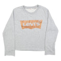 LEVI'S Womens Grey Cotton Blend Sweatshirt M Crew Neck Logo Print Casual
