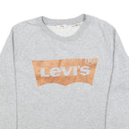 LEVI'S Womens Grey Cotton Blend Sweatshirt M Crew Neck Logo Print Casual