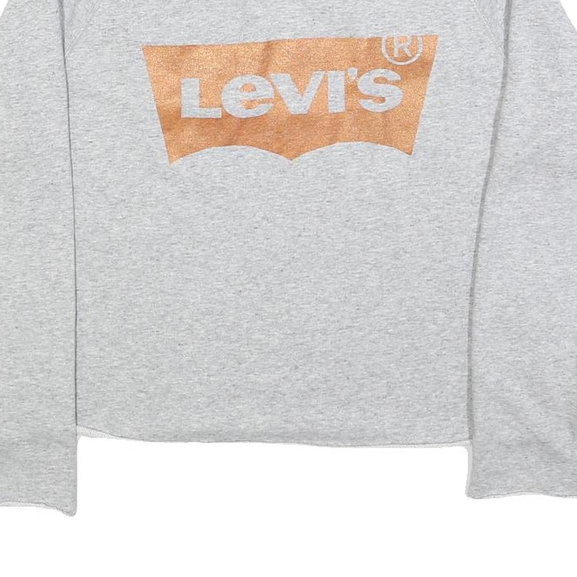 LEVI'S Womens Grey Cotton Blend Sweatshirt M Crew Neck Logo Print Casual
