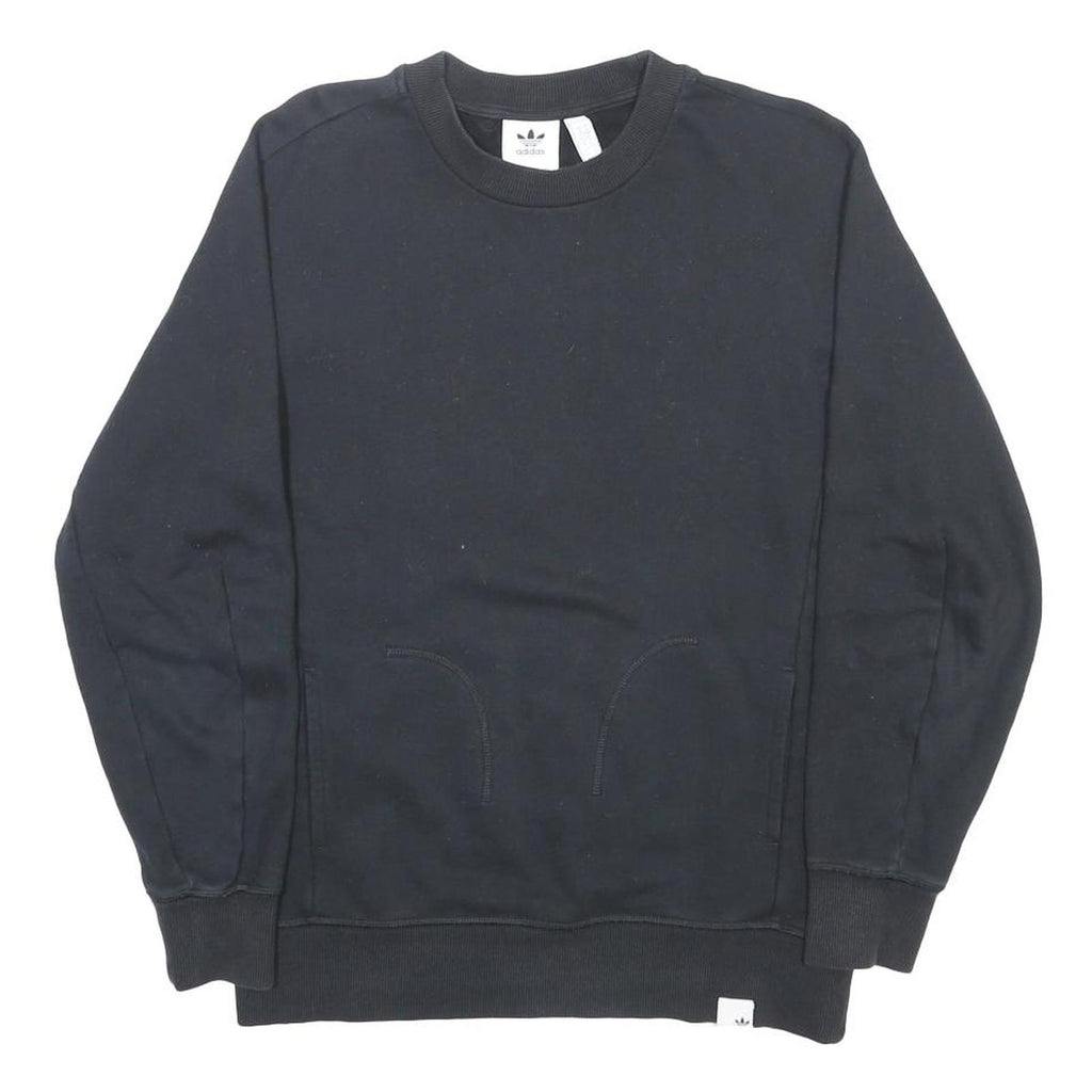 ADIDAS Mens Black Cotton Blend Crew Neck Sweatshirt S Casual Sportswear Pullover