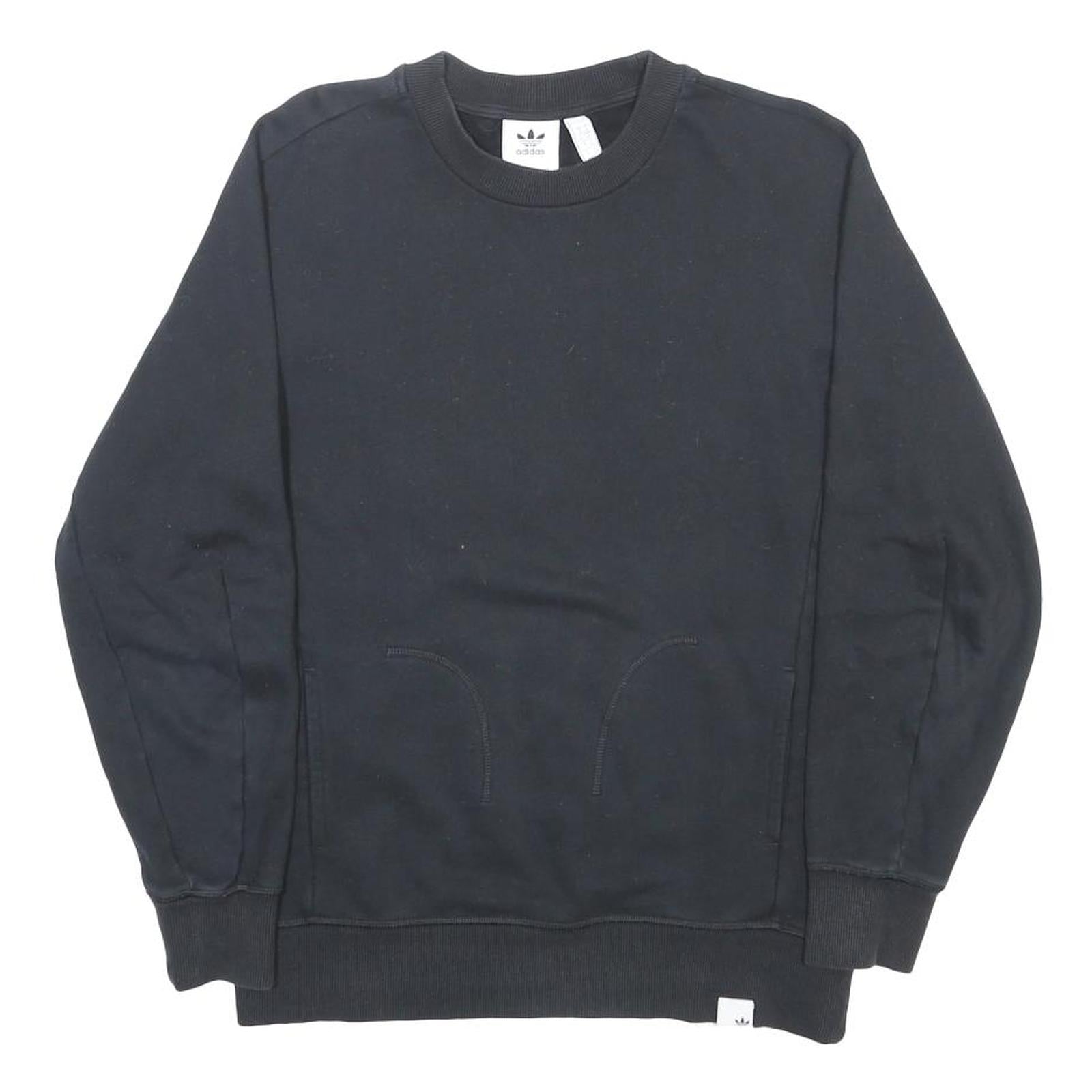 ADIDAS Mens Black Cotton Blend Crew Neck Sweatshirt S Casual Sportswear Pullover