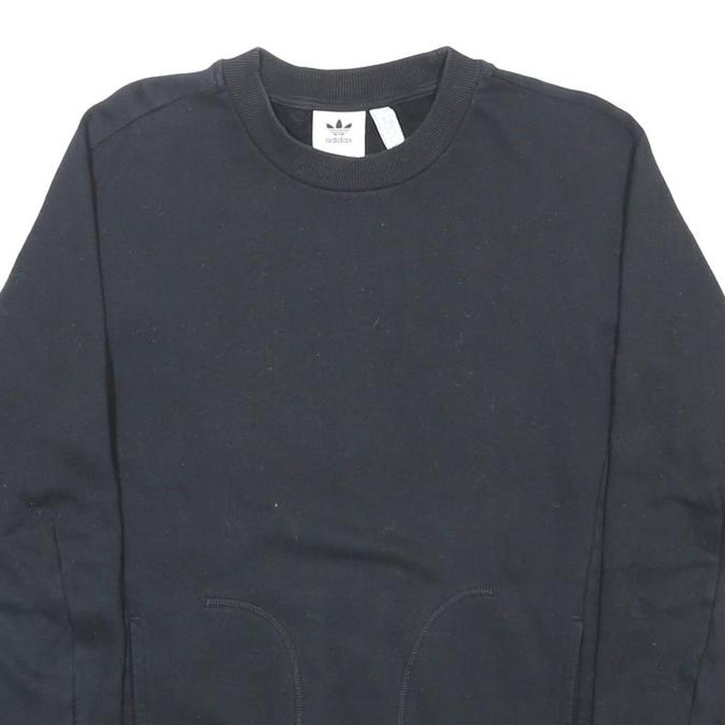 ADIDAS Mens Black Cotton Blend Crew Neck Sweatshirt S Casual Sportswear Pullover