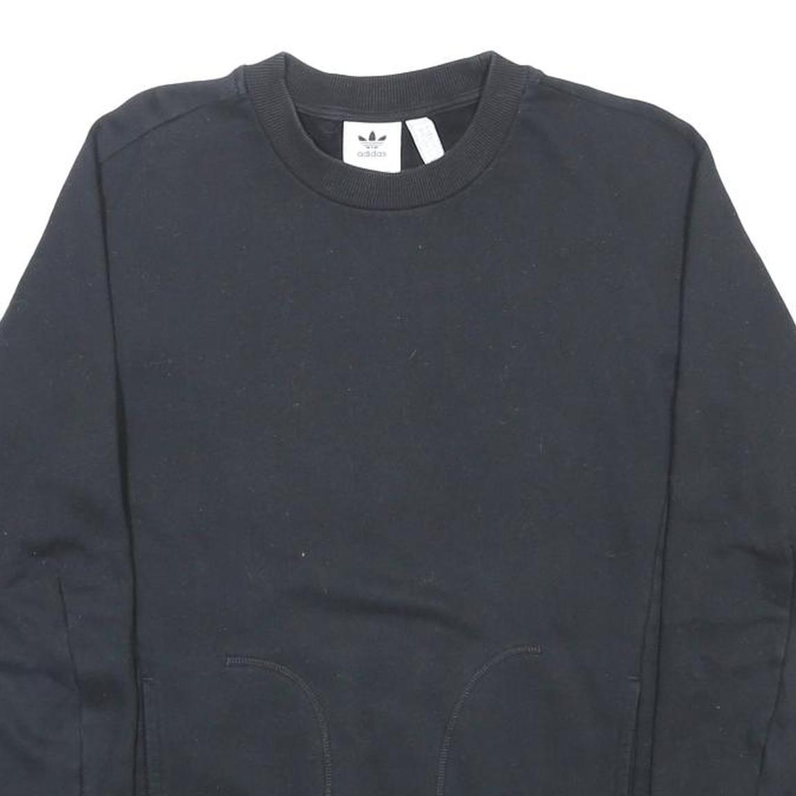 ADIDAS Mens Black Cotton Blend Crew Neck Sweatshirt S Casual Sportswear Pullover