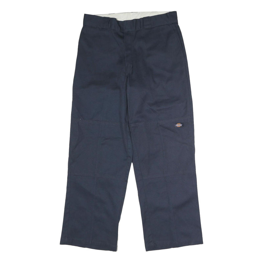 DICKIES Mens Polyester Blend Navy Loose Straight Trousers W33 L30 Workwear