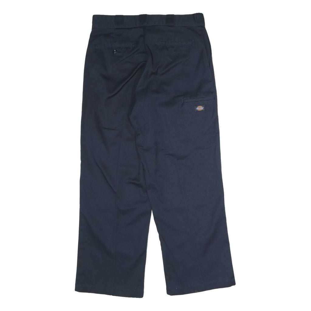 DICKIES Mens Polyester Blend Navy Loose Straight Trousers W33 L30 Workwear