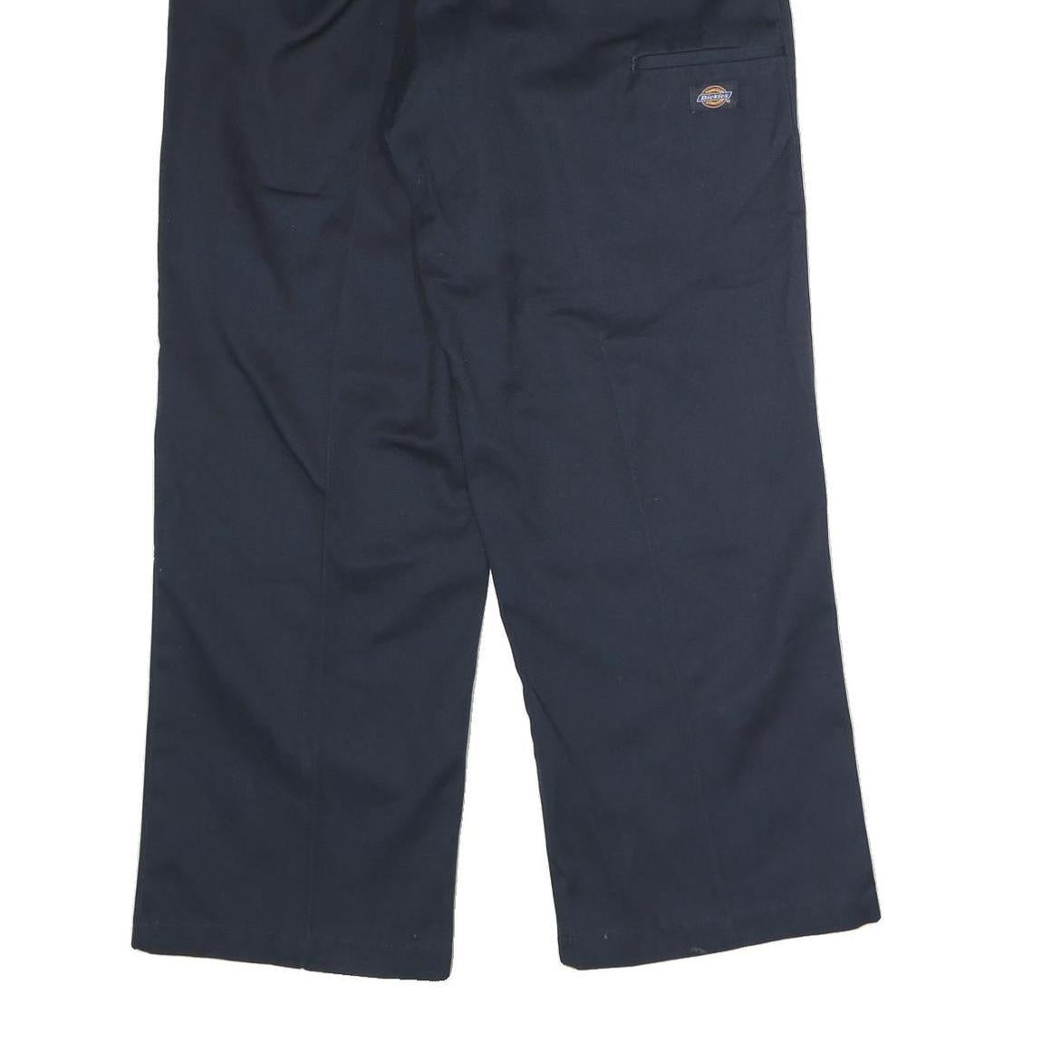 DICKIES Mens Polyester Blend Navy Loose Straight Trousers W33 L30 Workwear