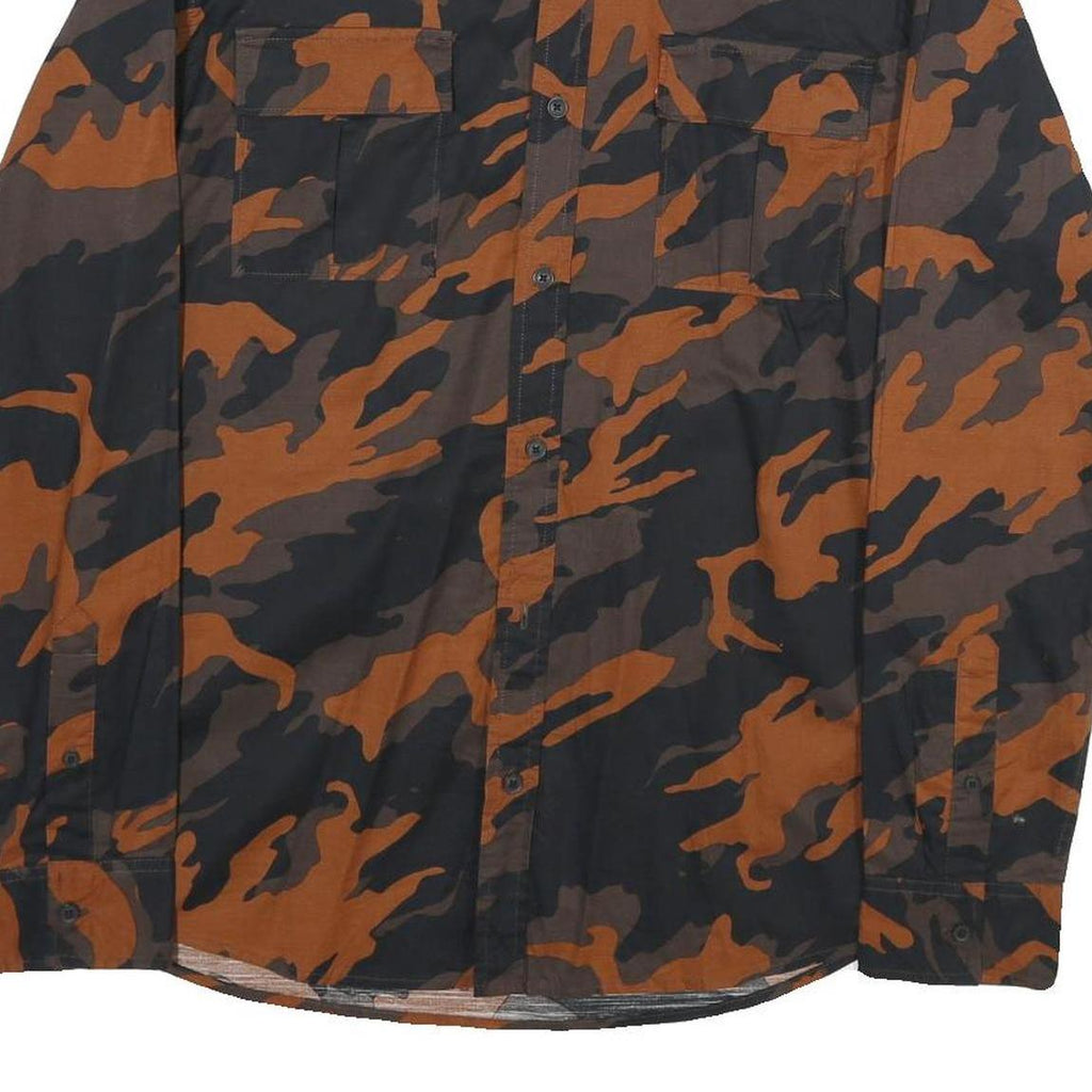 LEVI'S Mens Brown & Black Camouflage Shirt L Long Sleeve Button Up Cotton