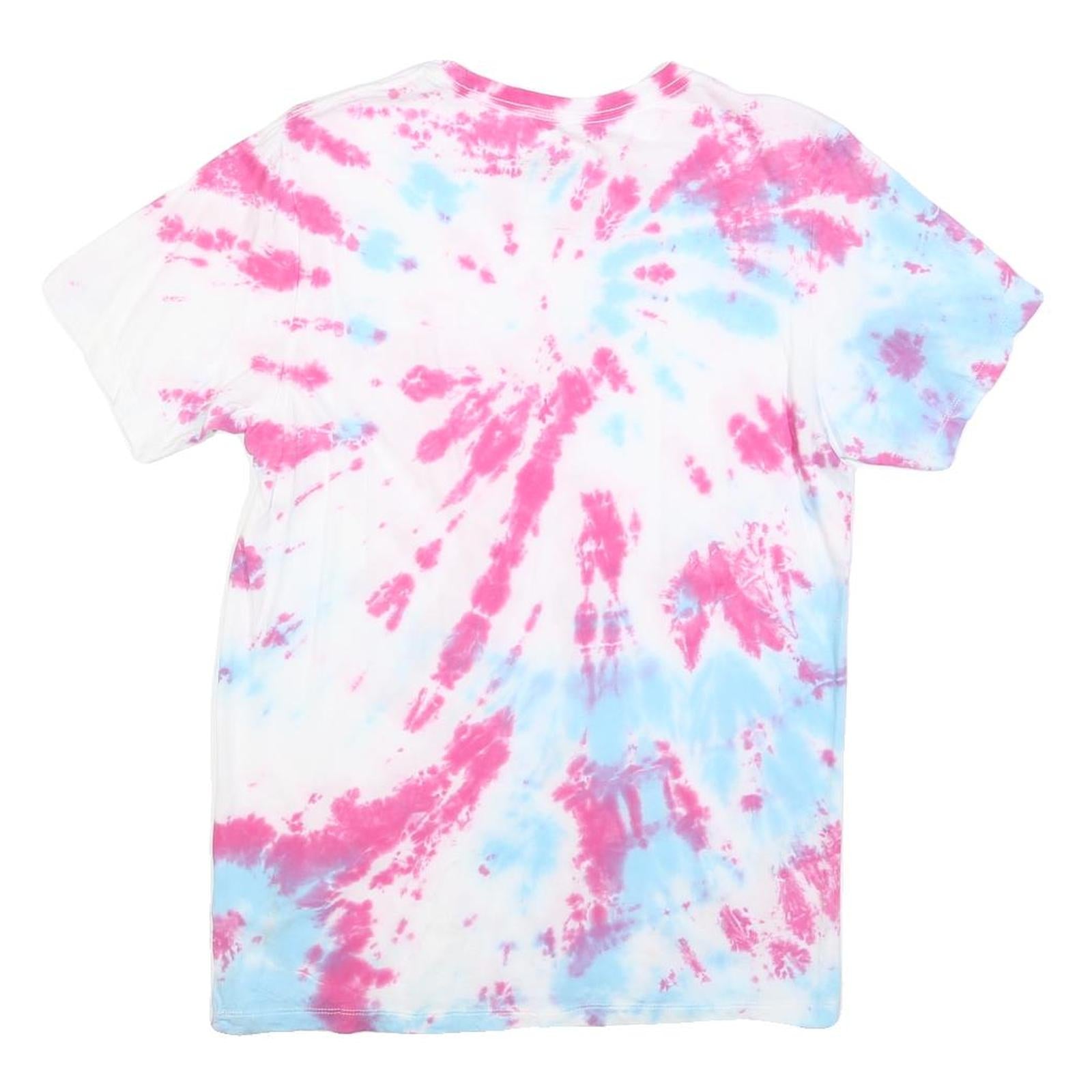 CALVIN KLEIN Mens White & Pink Tie Dye T-Shirt S Short Sleeve Crew Neck Casual
