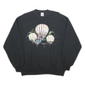 JERZEES Womens Black Crew Neck L Sweatshirt Hot Air Balloon Graphic Cotton Blend